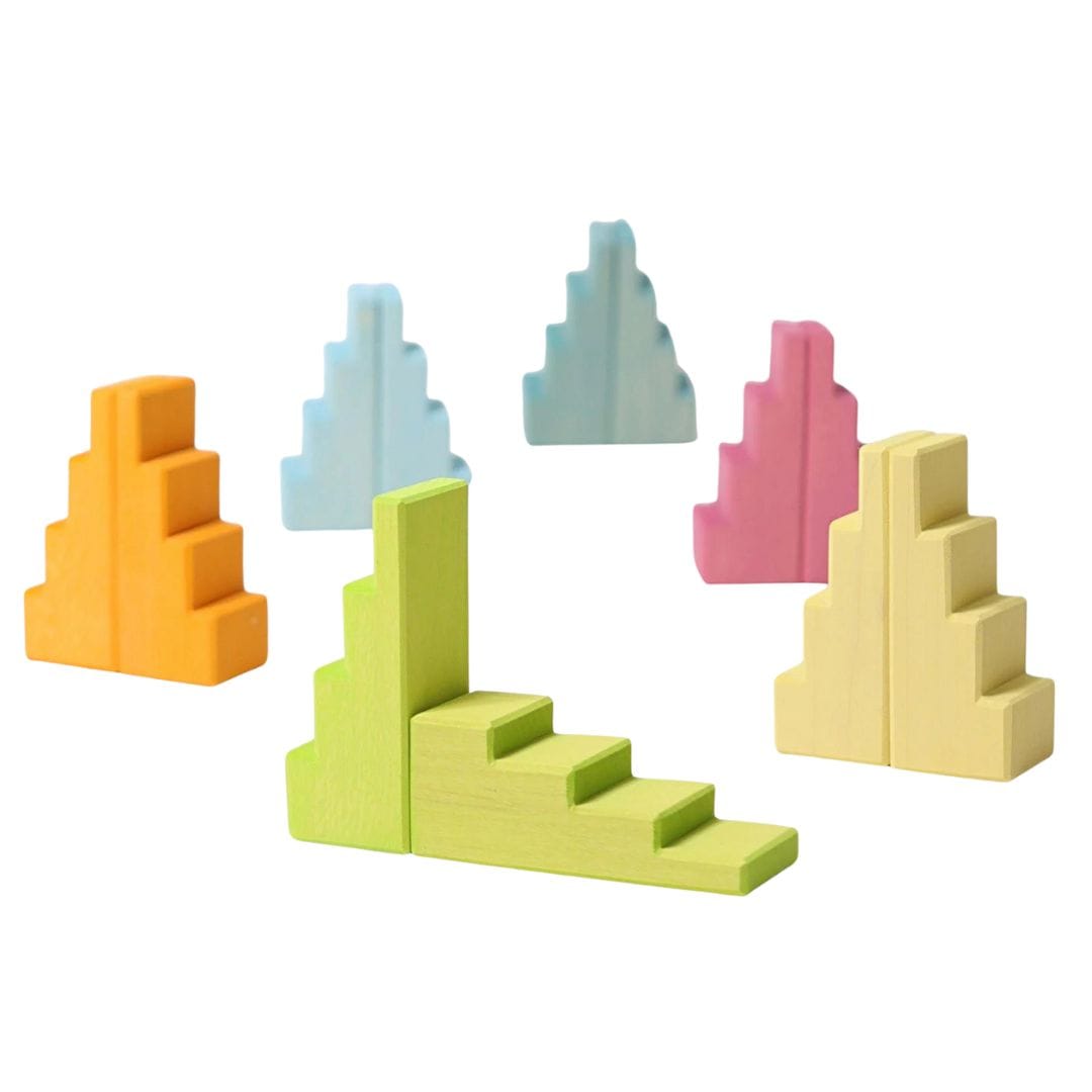 Kids Grimm's 9 Piece Set Lotus Flower Blocks - Multicolour