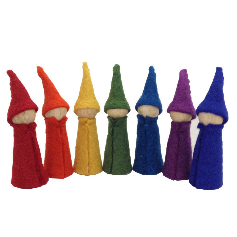 Wooden Rainbow Gnomes, Waldorf Dolls, Felt