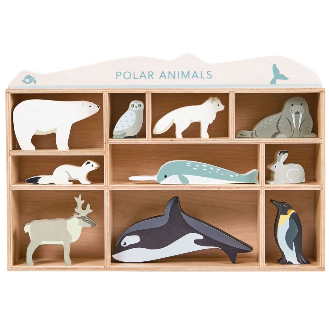 Tender Leaf Toys Wooden Polar Animal Figures and Display Case