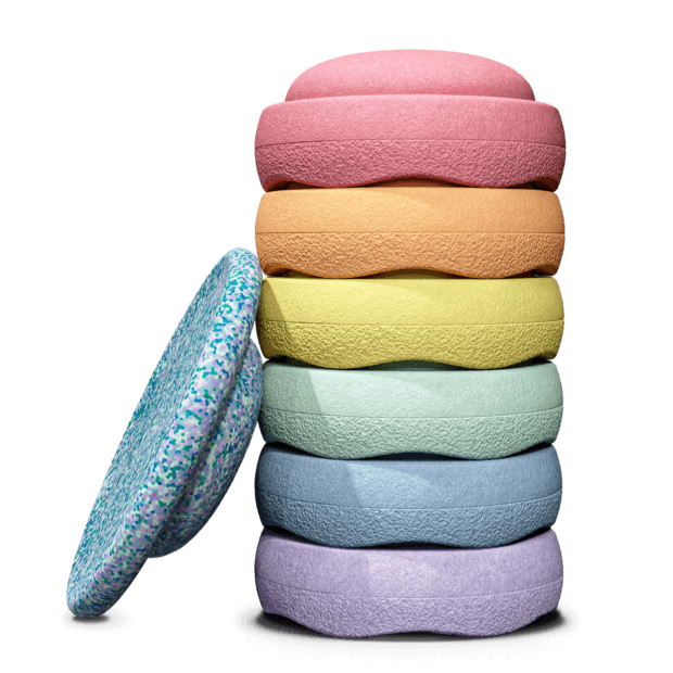 Winter Special - Stapelstein pastel rainbow stepping stones with free balance board.