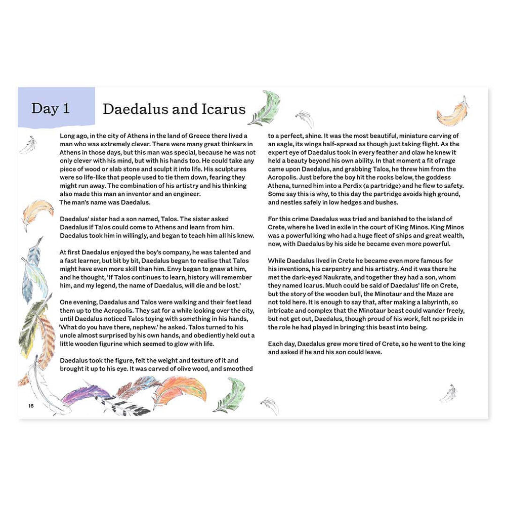 Day 1 sample pages of a story of Daedalus and Icarus