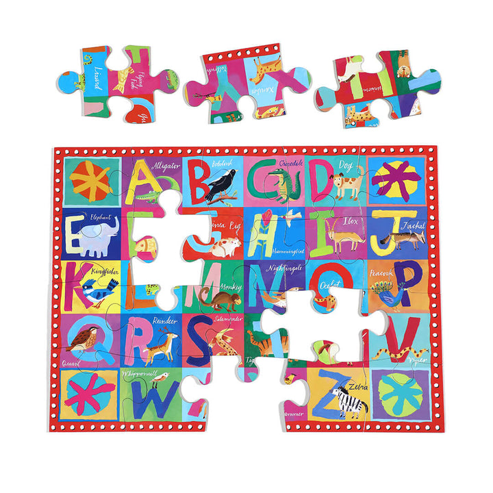 Animal ABC 20 Piece Jigaw Puzzle with illustrated alphabet letters and corresponding animals