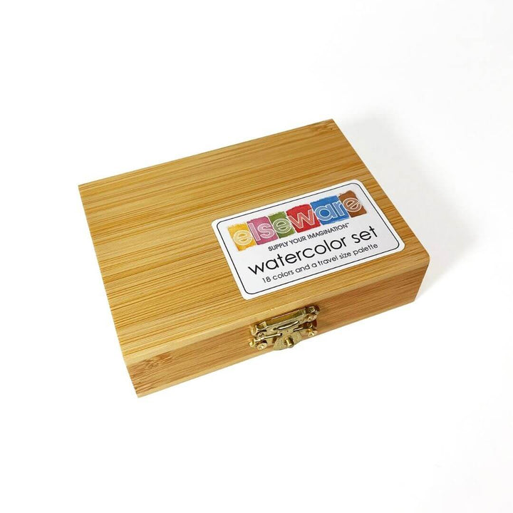 Bamboo case for the 18 piece travel watercolor set.