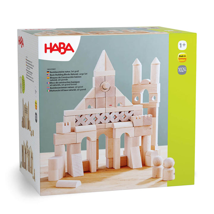 Basic Building Blocks 102 Piece Extra Large Wooden Starter Set package