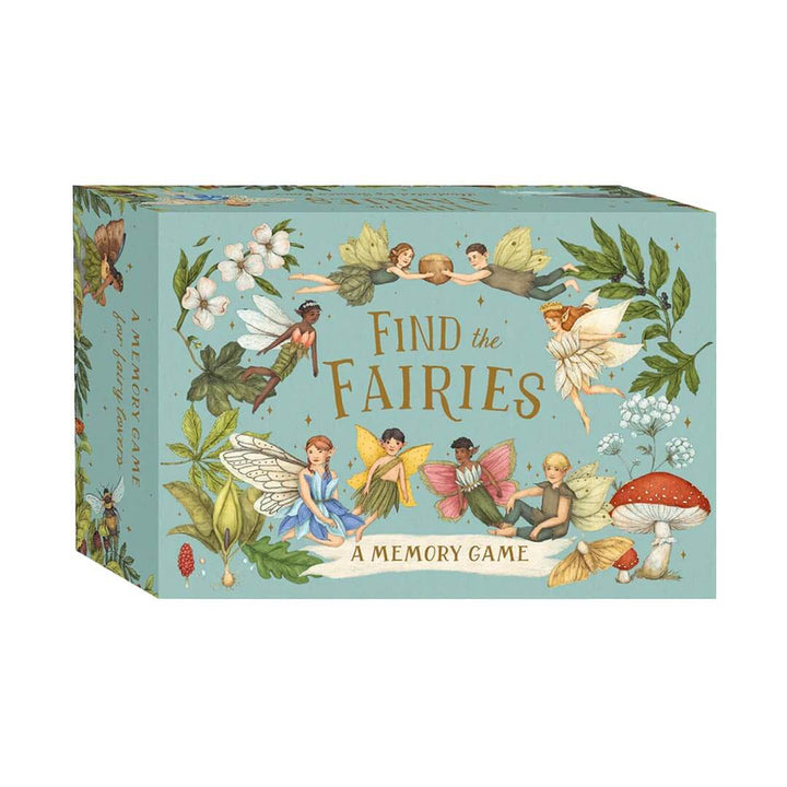 Find the Fairies Memory Game box with illustrated fairies, leaves, and mushrooms