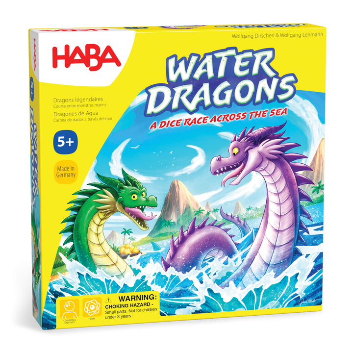 HABA Water Dragons dice racing game box.