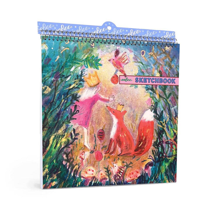 Eboo Sketchbook with an illustrated fox and princess with crowns woodland scene cover