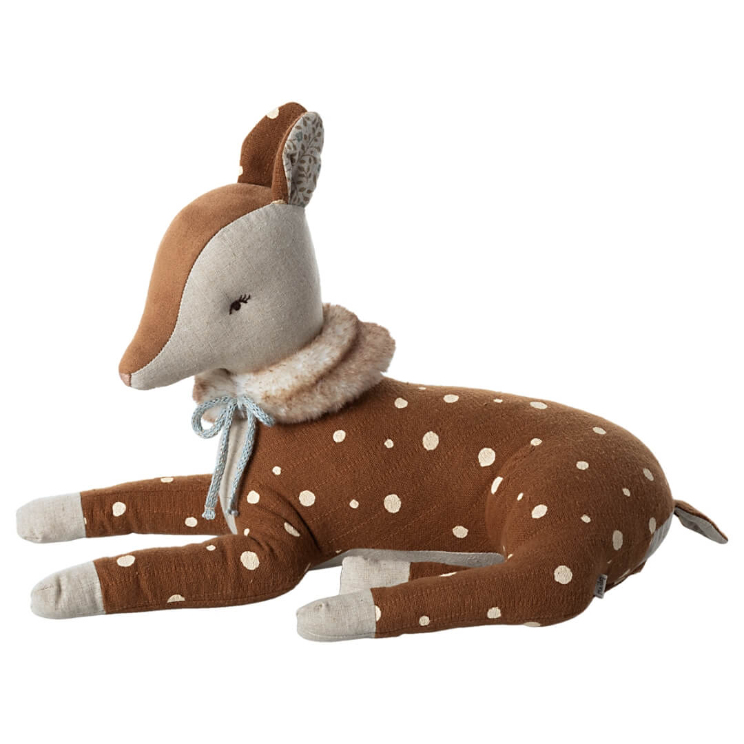 Maileg cozy bambi deer with mint faux fur collar