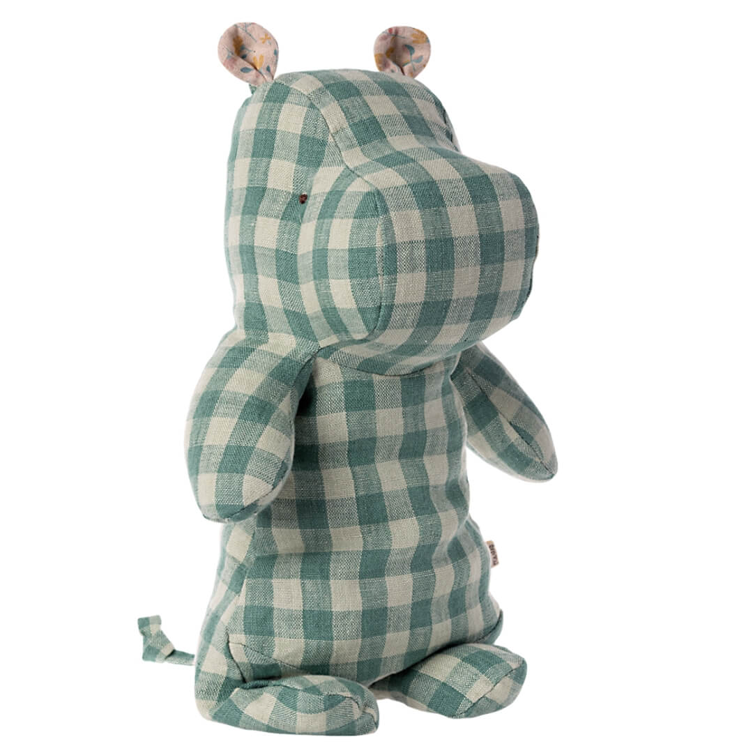 Maileg medium hippo in green gingham