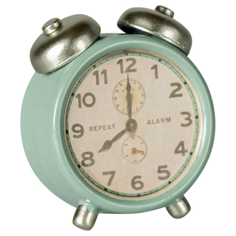 Mouse sized mint alarm clock for Maileg dollhouse.