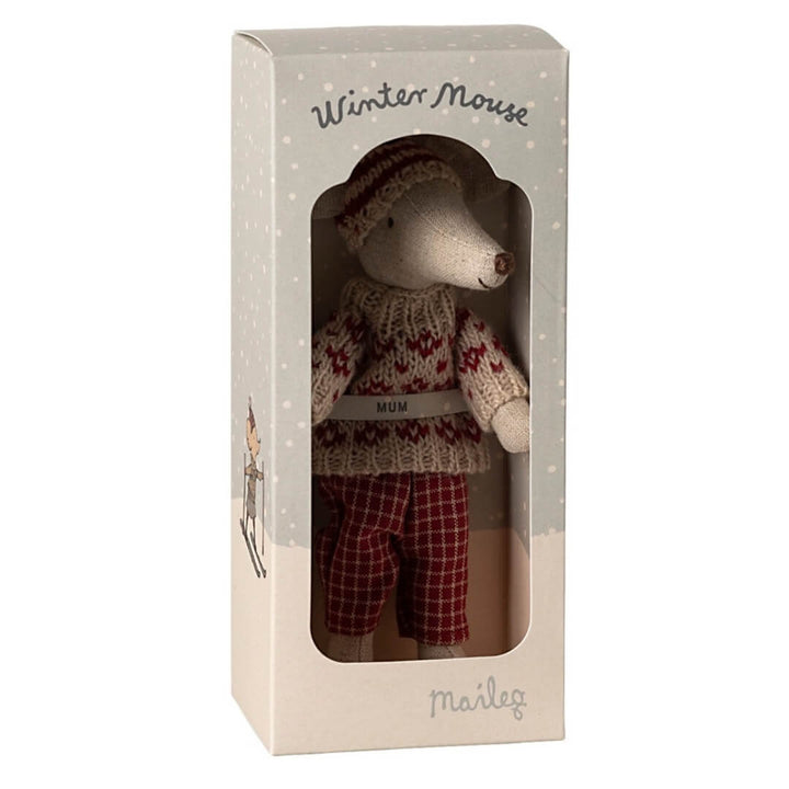 Maileg Dad Winter Ski Mouse in a box.