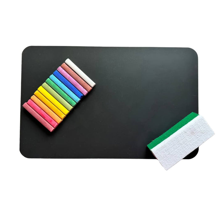 Pastel rainbow chalk with chalkboard and eraser set.