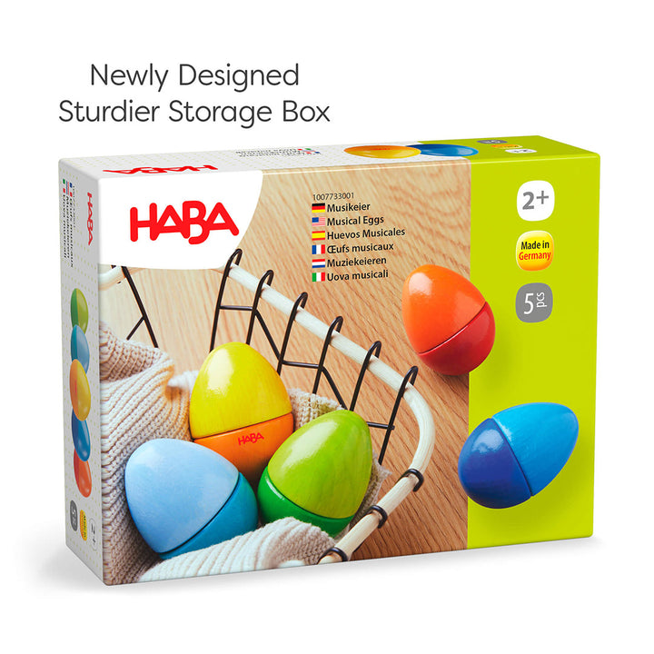 HABA Wooden Musical Eggs Newly Designed Sturdier Storage Box