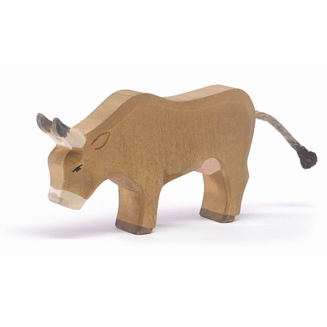 Ostheimer wooden figure - brown alp cow eating