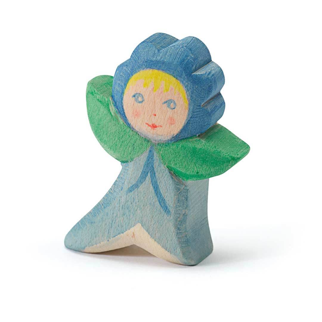 Ostheimer Flower Children Forget Me Knot with blue bonnet, blonde hair, blue dress with green stems/arms