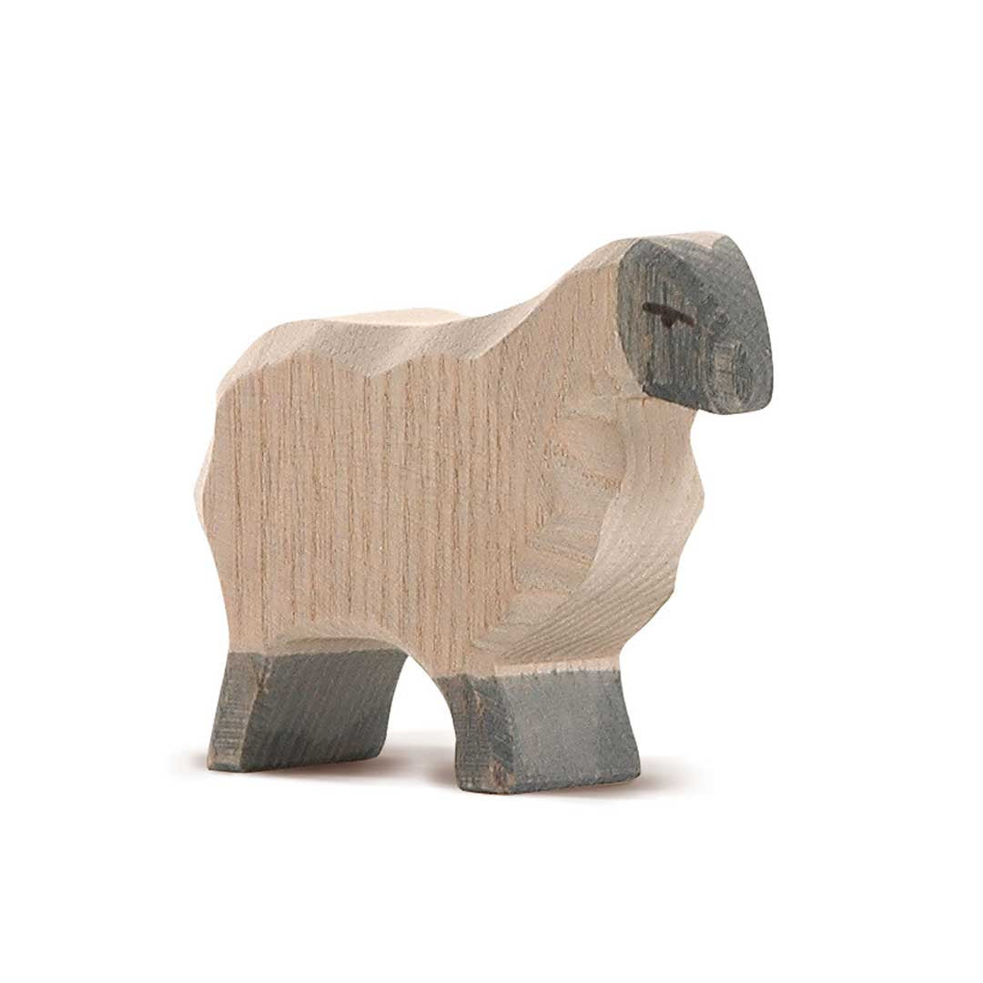 Ostheimer Wooden Figure Mooreland Sheep with black head and legs and light body