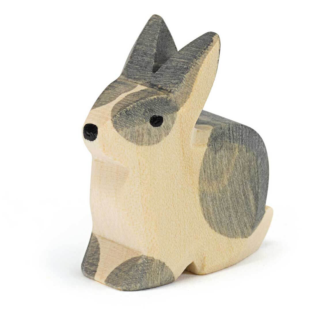 Ostheimer Wooden Figure Rabbit - black and white, sitting