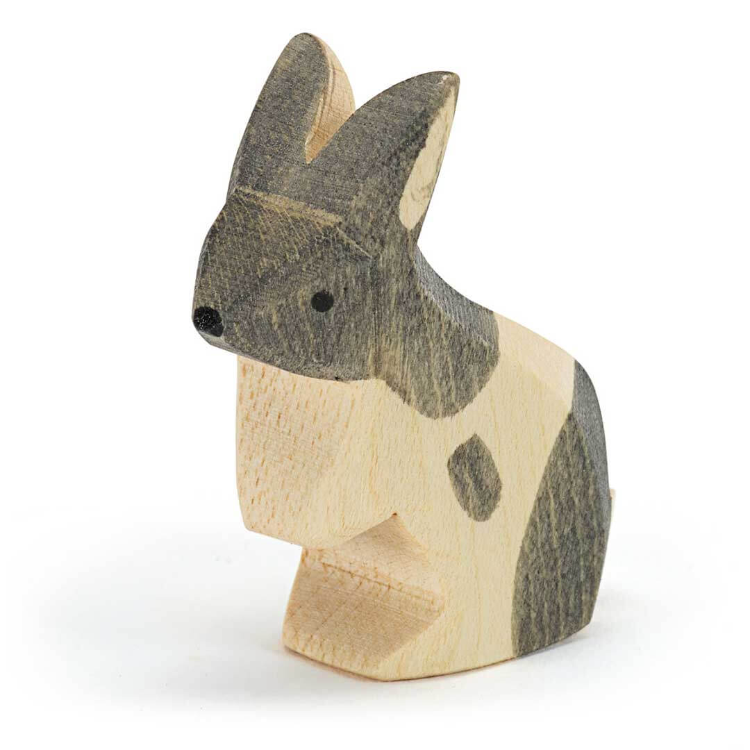 Ostheimer Wooden Figure Rabbit, black and white, standing