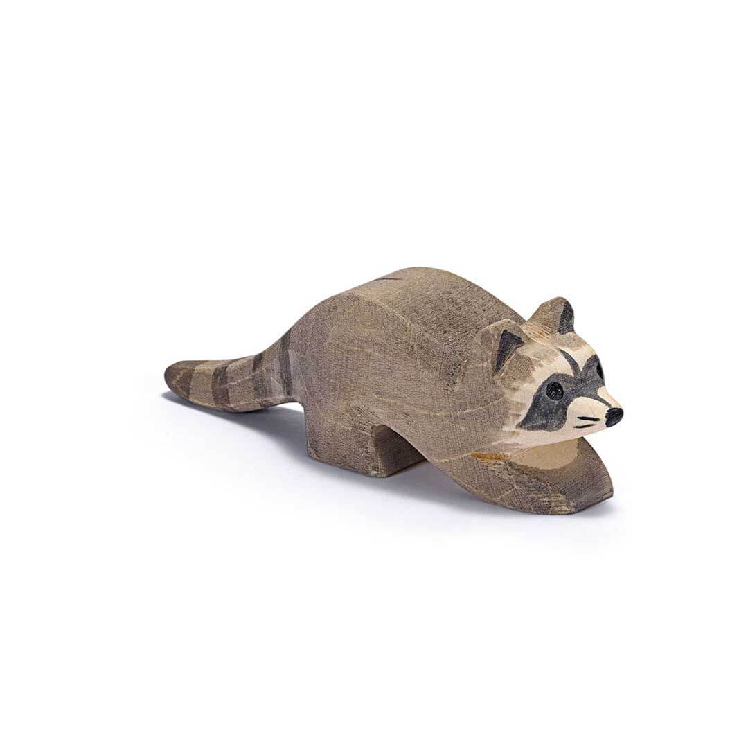 Ostheimer Wooden Figure Small Raccoon running with black striped tail