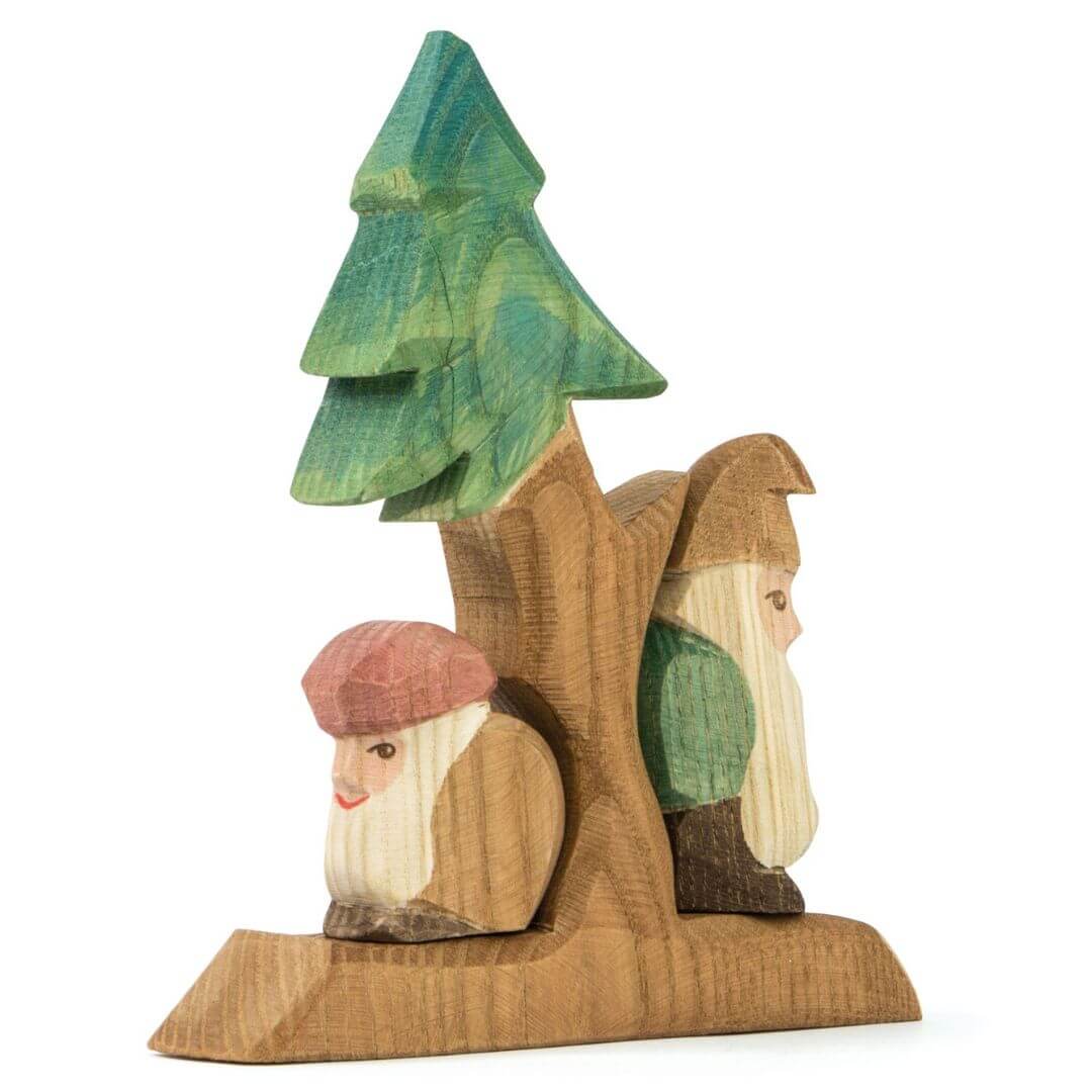 Ostheimer wooden figure of a fir tree with two dwarves.