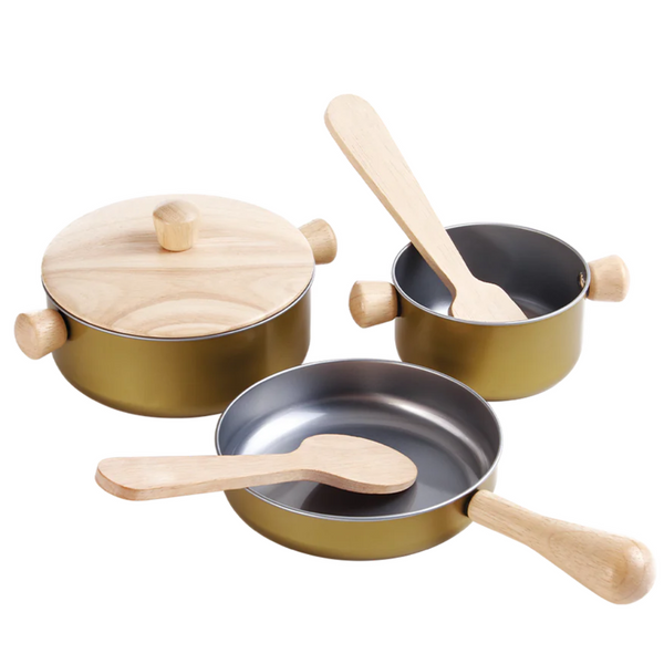 Natural Wooden Toy Pan Set