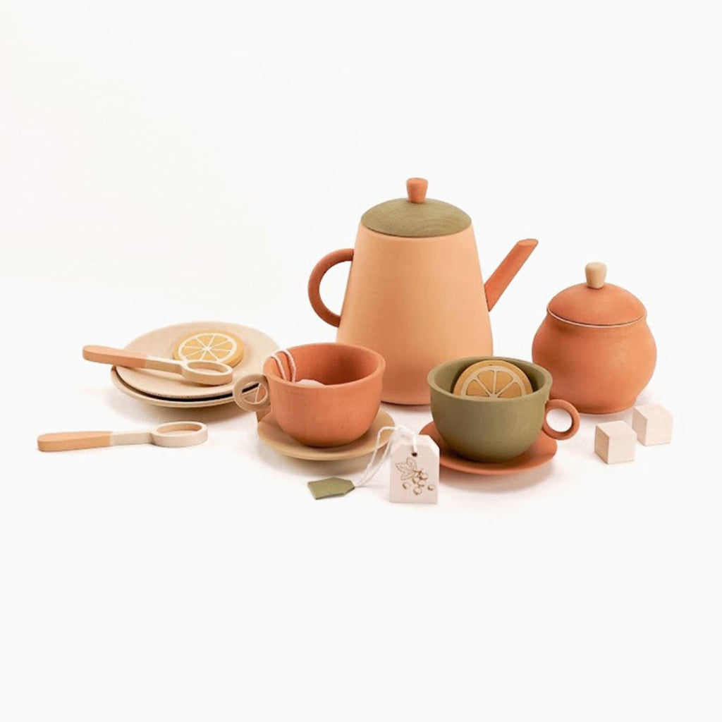 Wooden play deals tea set