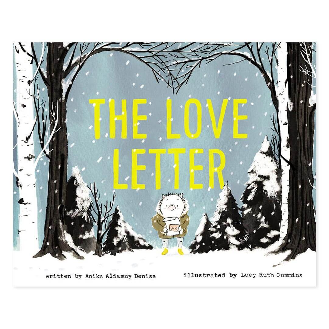 The Love Letter Book with illustrated winter scene and a bear holding a love letter