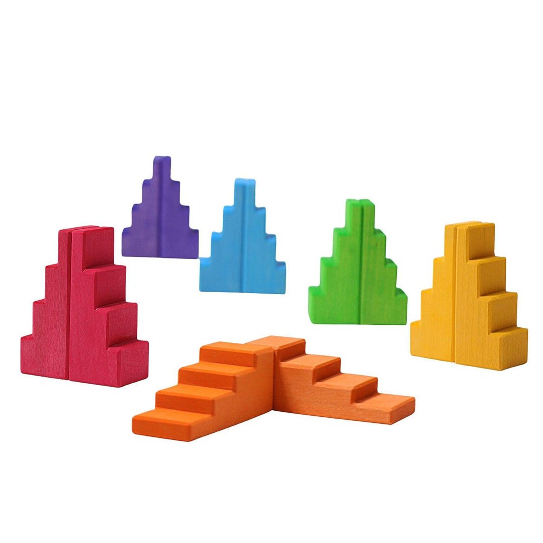 Kids Grimm's 9 Piece Set Lotus Flower Blocks - Multicolour