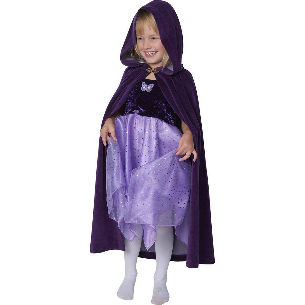 Kids Hooded Velour Cape - Purple